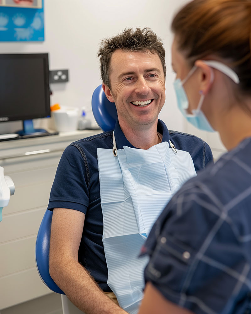 Dental patient with white teeth
